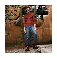 Campus Sutra Men's Terracotta Brown Heathered-Jacquard Knit Fisherman Sweater