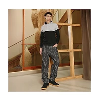 Campus Sutra Men's Coin Grey & Onyx Black Block Pullover Hoodie