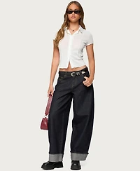 Edikted Women's Geena Semi Sheer Button Up Shirt