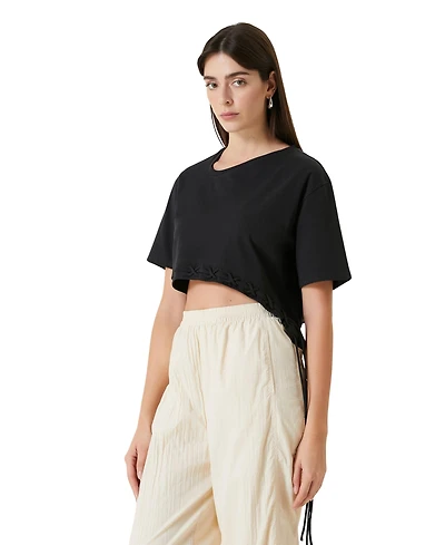 Pcfg Women's Free Heaven Cotton Crop String T-Shirt