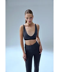 Pcfg Women's Polyamide-Blend Cropped V-Neck Active Top