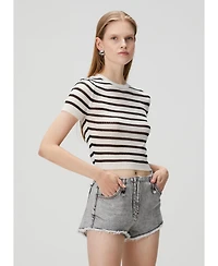 Pcfg Women's Striped Short Sleeve Knit Top