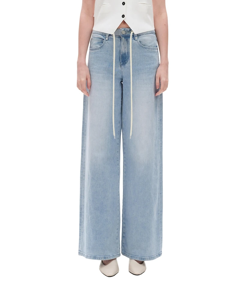 Bayeas Women's High-Rise Drawstring Baggy Wide-Leg Jeans