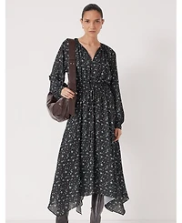 Hush Women's Odelia Printed Long Sleeve Chiffon Dress