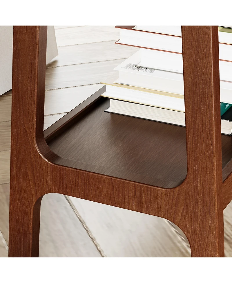 Casainc Retro Narrow Slate Side Table with Storage Shelf