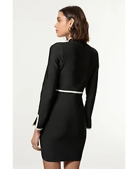 Karen Millen Women's Bandage Knit Military Detail Dress