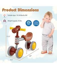 Sugift Baby Balance Bike No Pedal 4-Wheel Bicycle
