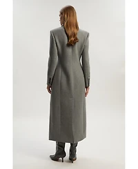 Karen Millen Women's Wool Blend Tailored Fitted Maxi Coat