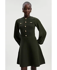 Karen Millen Women's Chiffon Sleeve Mini Knit Dress