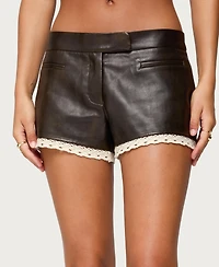 Edikted Women's Lissa Lacey Faux Leather Shorts