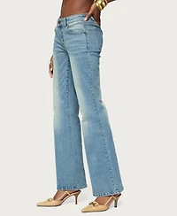 Edikted Women's Jenni Washed Low Rise Flared Jeans