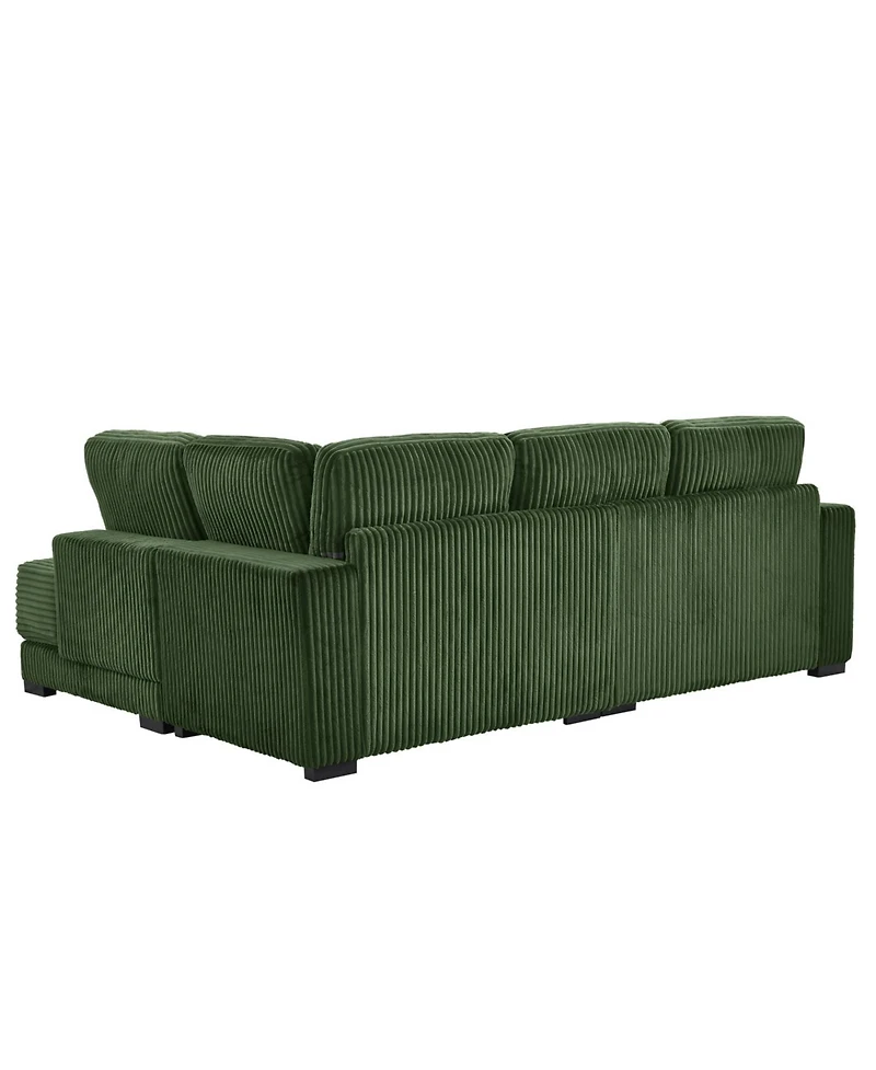 Streamdale Furniture Streamdale 93" L-Shaped Corduroy Sectional Sofa with Reversible Chaise (Green