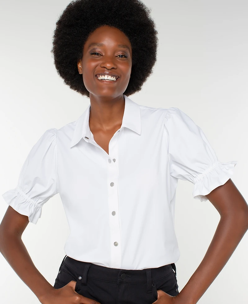 Liverpool Los Angeles Petite Puffed-Sleeve Blouse