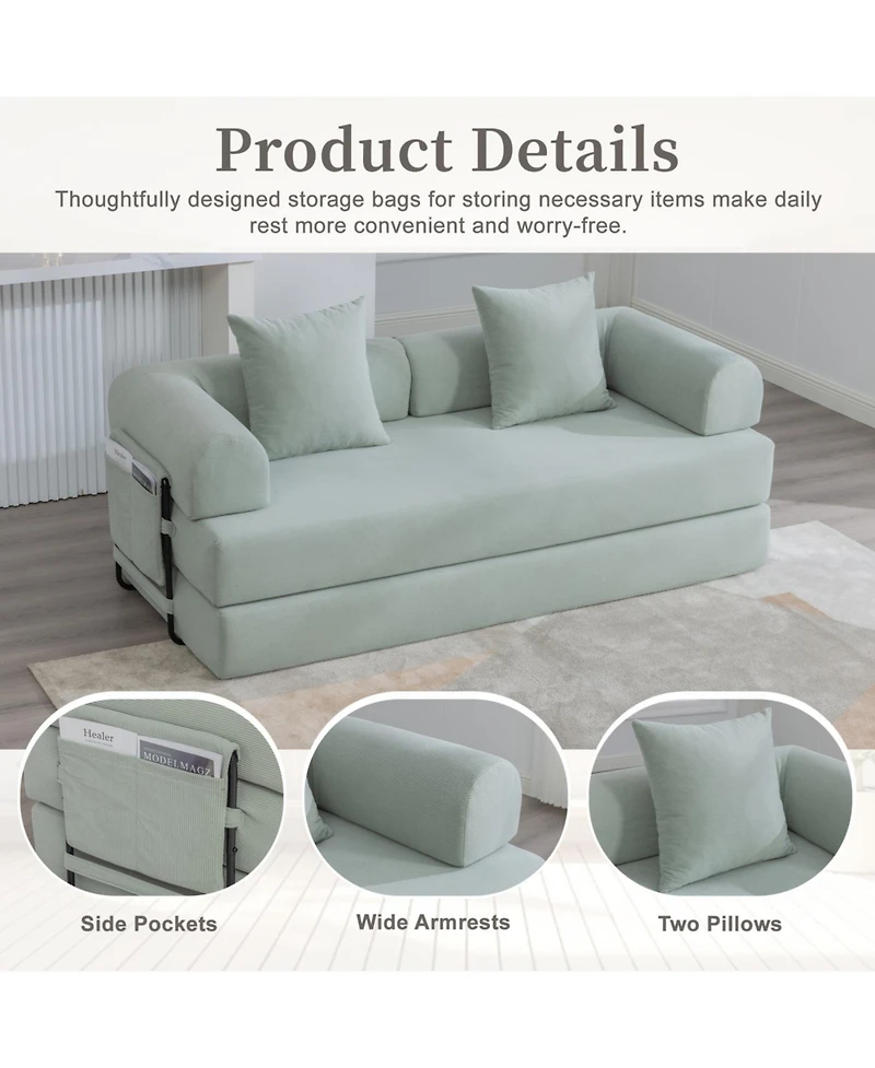 Streamdale Foldable & Compressible Sofa with Metal Frame for Small Spaces