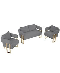 Streamdale Furniture Streamdale Modern Teddy fleece upholstered chair with gold metal legs