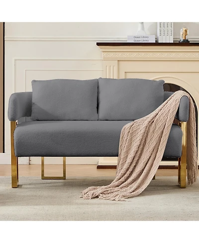 Streamdale Furniture Streamdale Modern Teddy fleece upholstered chair with gold metal legs