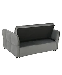 Streamdale Furniture Streamdale 3-in-1 Velvet Pull Out Couch Bed with Reclining Backrest & Pillows (Dark Grey