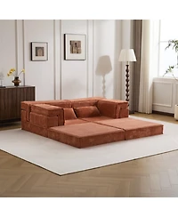 Streamdale Furniture Orange Compression Sofa, Convertible Floor Sofa Bed, Modular Sectional