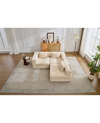 Streamdale Furniture Compression Sofa, Convertible Floor Sofa Bed, Modular Sectional, No Assembly, Chenille, Beige