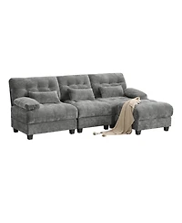 Streamdale Furniture 93" 3+1 Seater Sofa w/ Ottoman, Adjustable Backrest, 350lb/Seat, Chenille