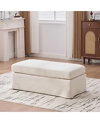 Streamdale Furniture Streamdale Beige Chenille Ottoman with Black Metal Legs