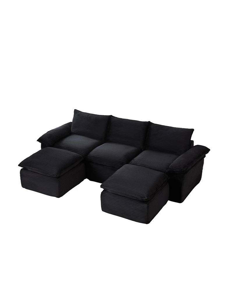 Streamdale Modern corduroy cloud sofa, comfortable & combinable for living rooms.