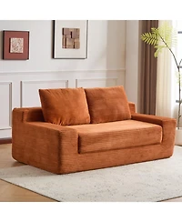 Streamdale Furniture Streamdale Loveseat Sofa, Comfortable Deep Seat Sofa Bed, Modern Small Corduroy Couch, Orange