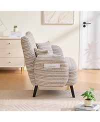 Streamdale Furniture Modern two-seater sofa with armrests, pillows, and storage pockets.