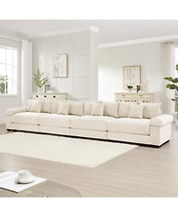 Streamdale Oversized Cloud Modular Sectional Couch, Premium Corduroy 3-Seater, 12 Pillows, Cream
