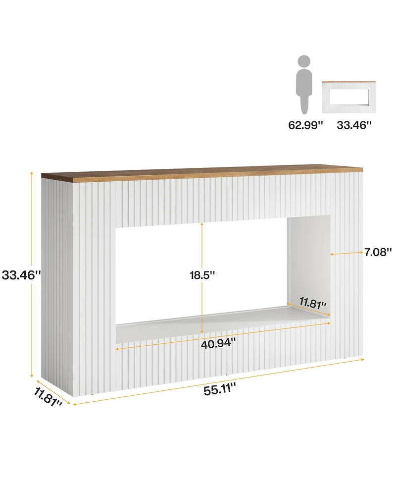 Tribesigns Modern Console Table, 55-Inch Wood Entryway Table with Storage, White