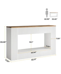 Tribesigns Modern Console Table, 55-Inch Wood Entryway Table with Storage, White