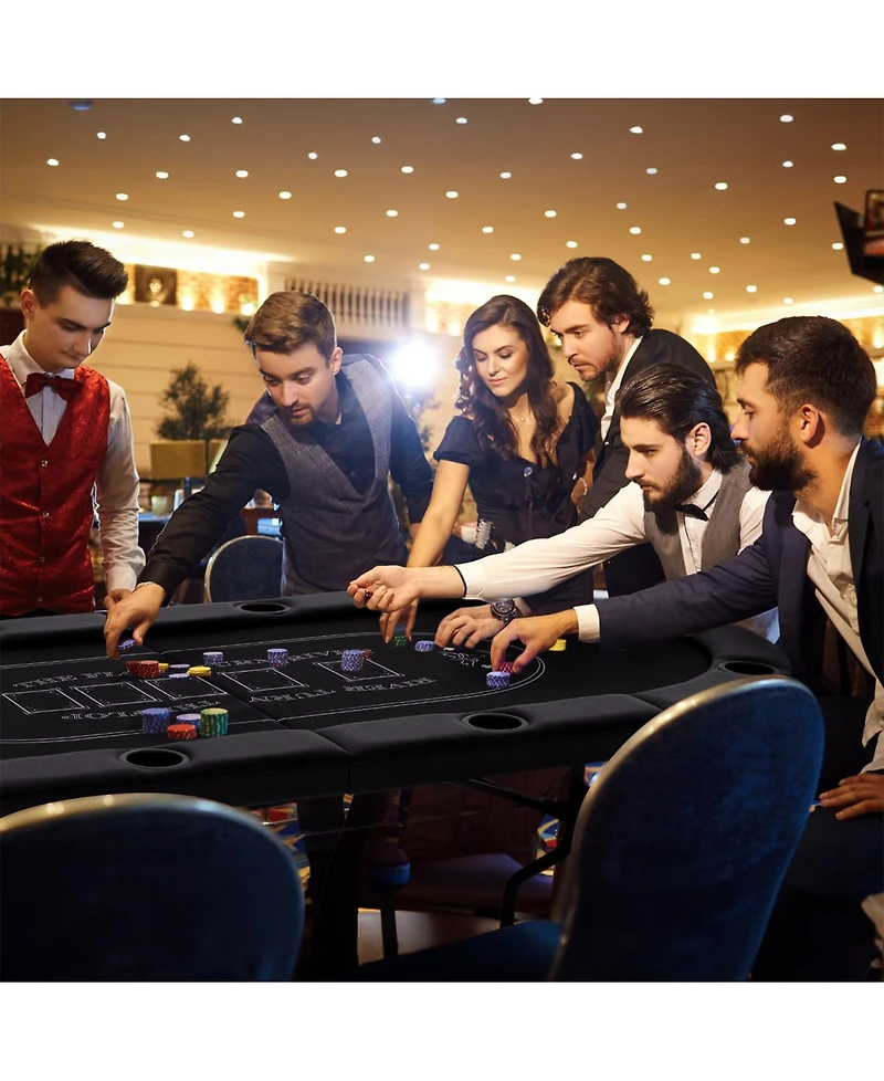 Sugift 72 Inch Foldable Poker Table for 8 Players Portable Oval Card Board Game Table