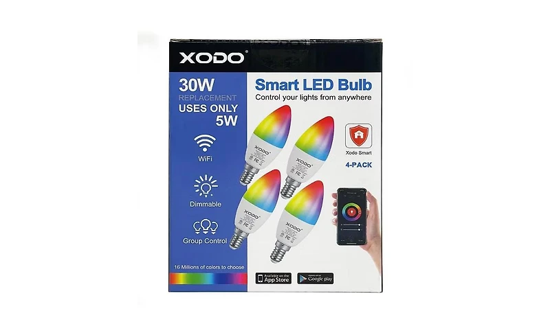 Contixo LB4 Smart Wi-Fi A19 Candelabra Led Bulbs, Dimmable, App & Voice Control (4-Pack