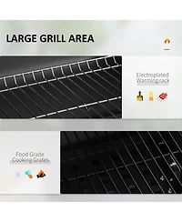 Outsunny Charcoal Bbq Grill, Outdoor Portable Cooker for Camping, Picnic or Backyard with Side Shelf, Bottom Storage Shelf, Wheels and Handle, Grey