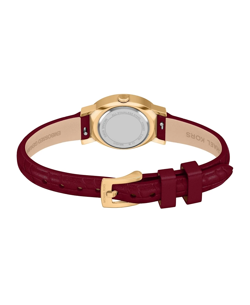 Michael Kors Women's Maude Three-Hand Red Leather Watch and Bracelet Set, 21mm