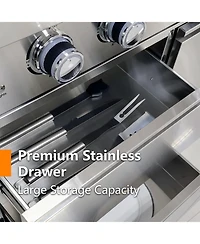 Mondawe 43" 6-Burner Gas Grill Outdoor Kitchen with Rotisserie, Granite & Storage