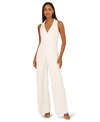 Adrianna Papell Women's Imitation Pearl Crepe Tuxedo Jumpsuit