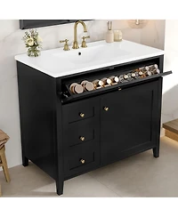 Casainc Bathroom Vanity with Sink 3 Drawers Adjustable Shelf Freestanding Storage Cabinet