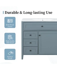 Casainc Bathroom Vanity with Sink 3 Drawers Adjustable Shelf Freestanding Storage Cabinet