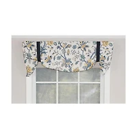 Rlf Home Gianna Suspender Valance White. 3" Rod Pocket, contrast ribbon Tie. 50"W x 17"L