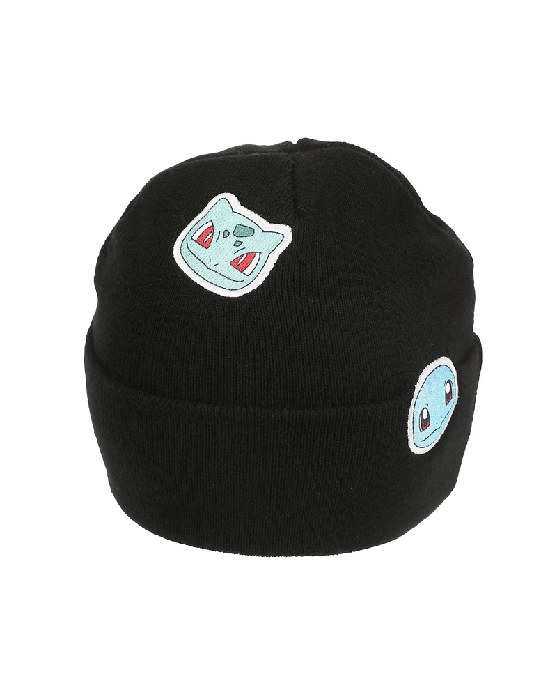 Pokemon Men's Printed Character Patches Black Cuff Beanie