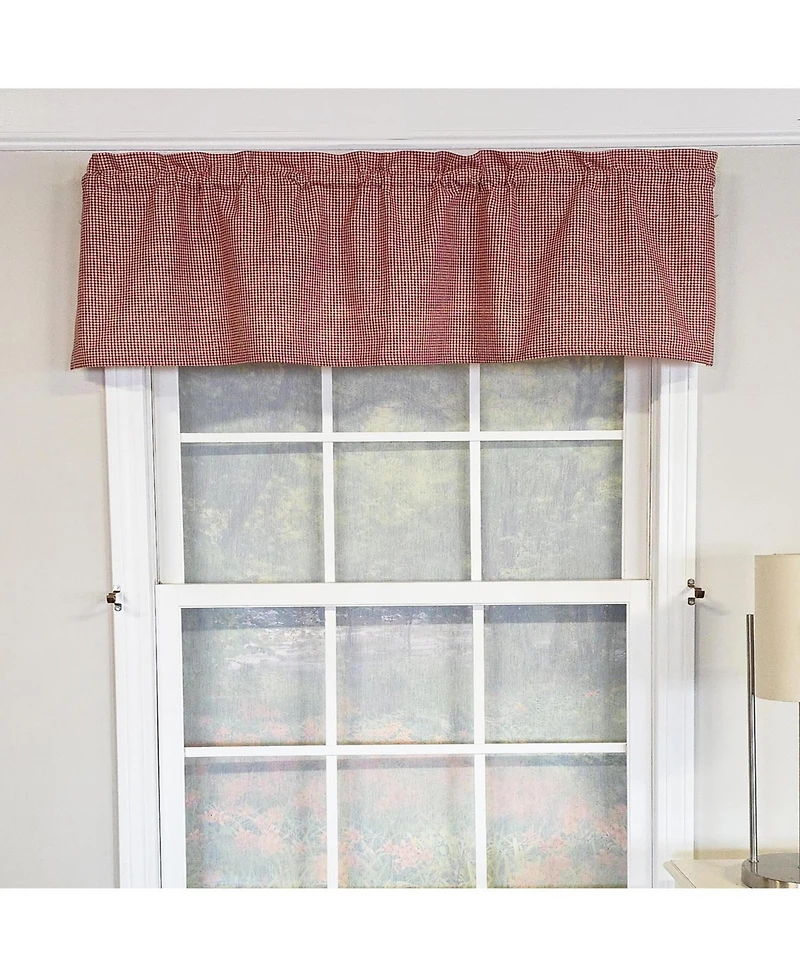 Rlf Home 100% Cotton High Quality Minicheck Tailored Window Valance with 1.5" Rod Pocket 50" W X 12" L Red