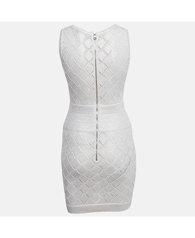 Pre-Owned Balmain Women's Ivory Lurex Knit Sleeveless Mini Dress