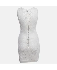 Pre-Owned Balmain Women's Ivory Lurex Knit Sleeveless Mini Dress