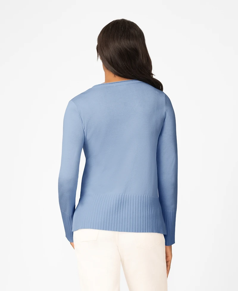 Melissa Paige Women's V-Neck Wide-Hem Wide-Cuff Sweater