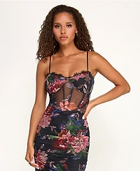 Emerald Sundae Juniors' Mesh Sequin Sweetheart Neck Gown