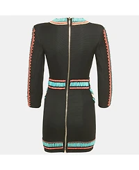 Pre-Owned Balmain Women's Black Beaded Canvas Mini Dress