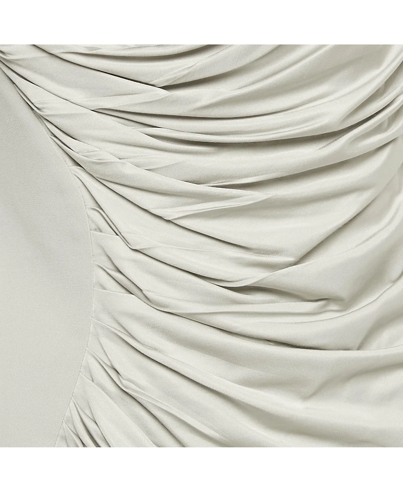 Pre-Owned Versace Women's Grey Crepe & Satin Draped Sleeveless Mini Dress