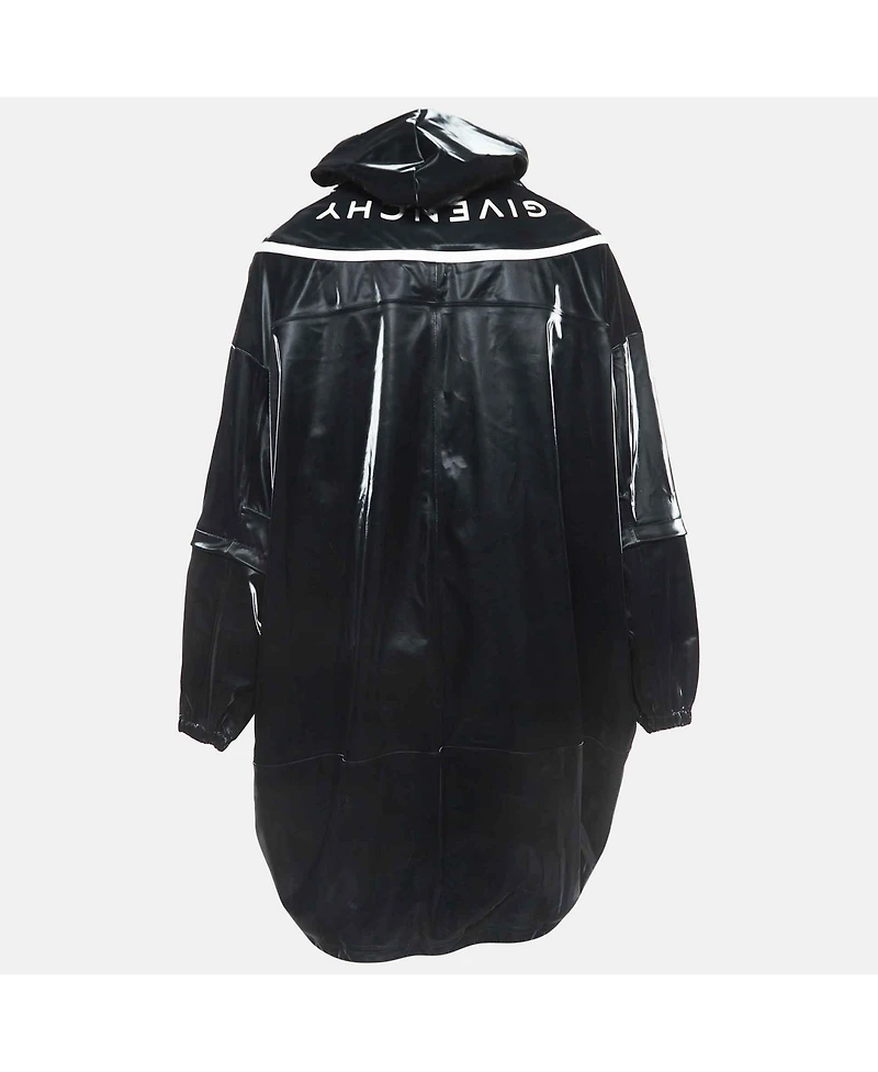 Pre-Owned Givenchy Men's Black Contrast Trim Synthetic Oversized Raincoat