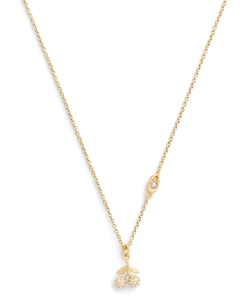 Coach Faux Stone Pave Icons Cherry Pendant Necklace